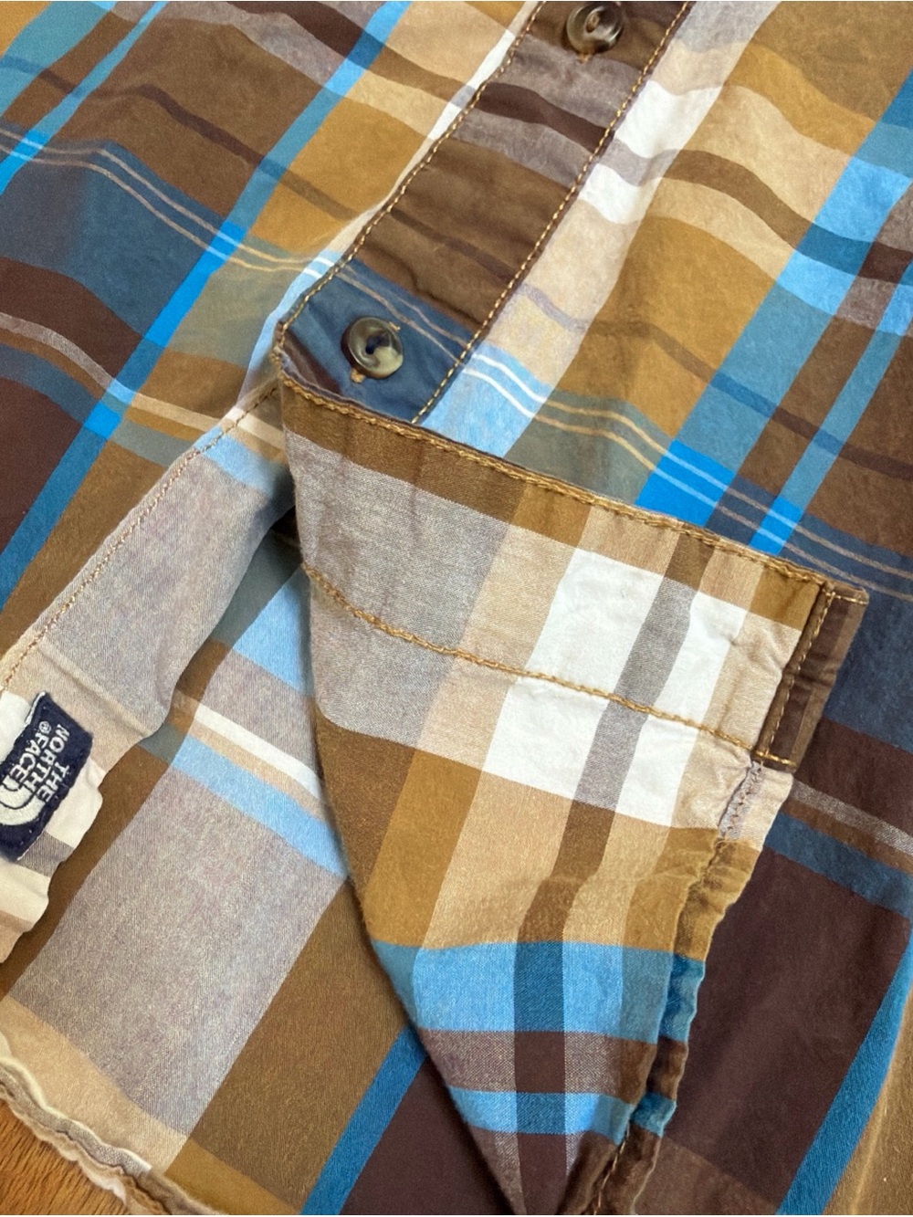 THE NORTH FACE Long Sleeve Button Up Shirt Cotton Lightweight Plaid Men's M - Picture 5 of 10